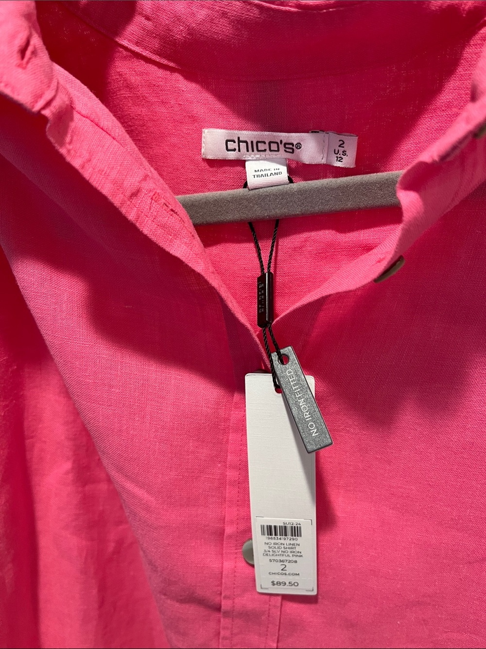 Chico's Vibrant Pink Button-Down Shirt